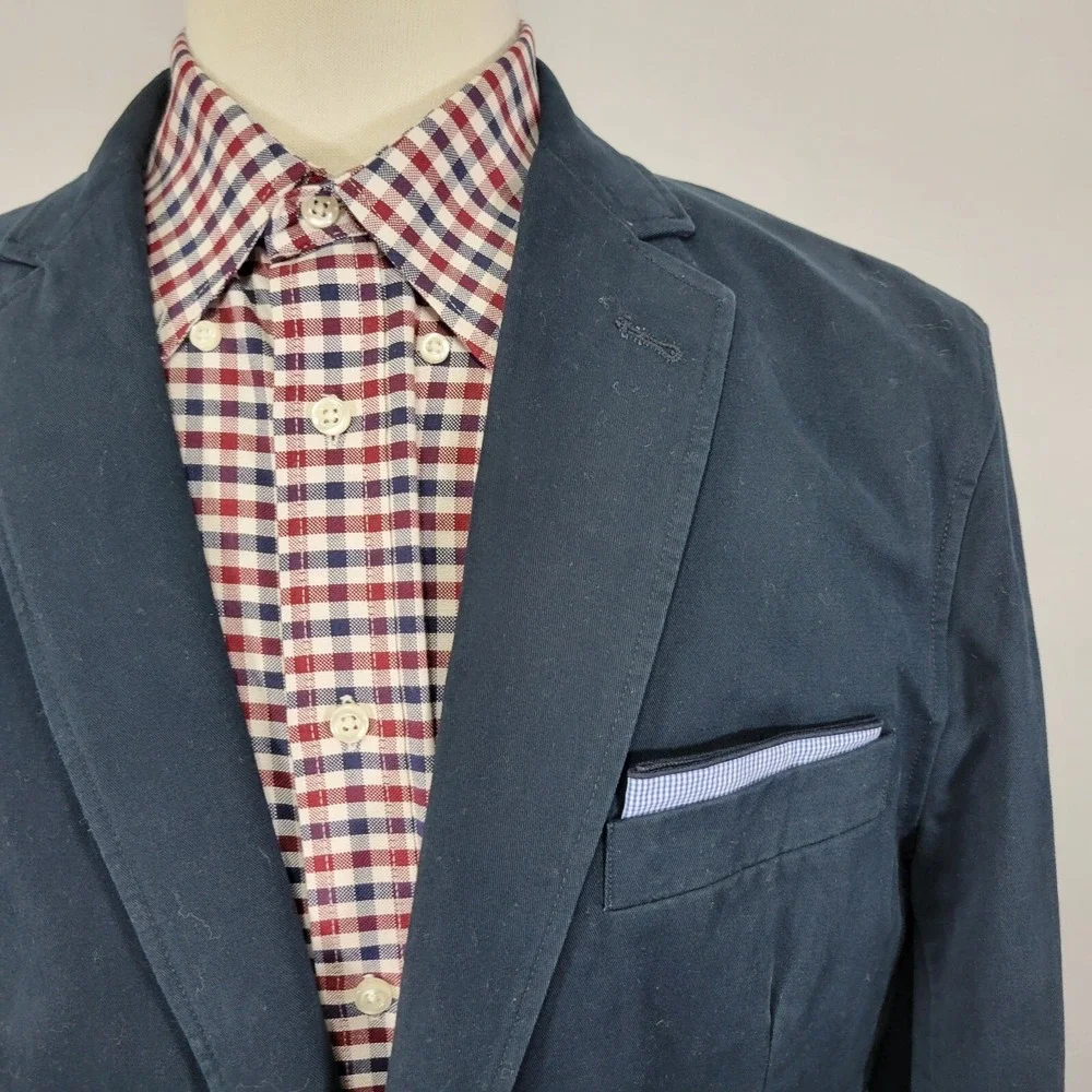 Daniel Cremieux Men's Sport Coat Blazer Two Button Navy Cotton Twill Size Large‎